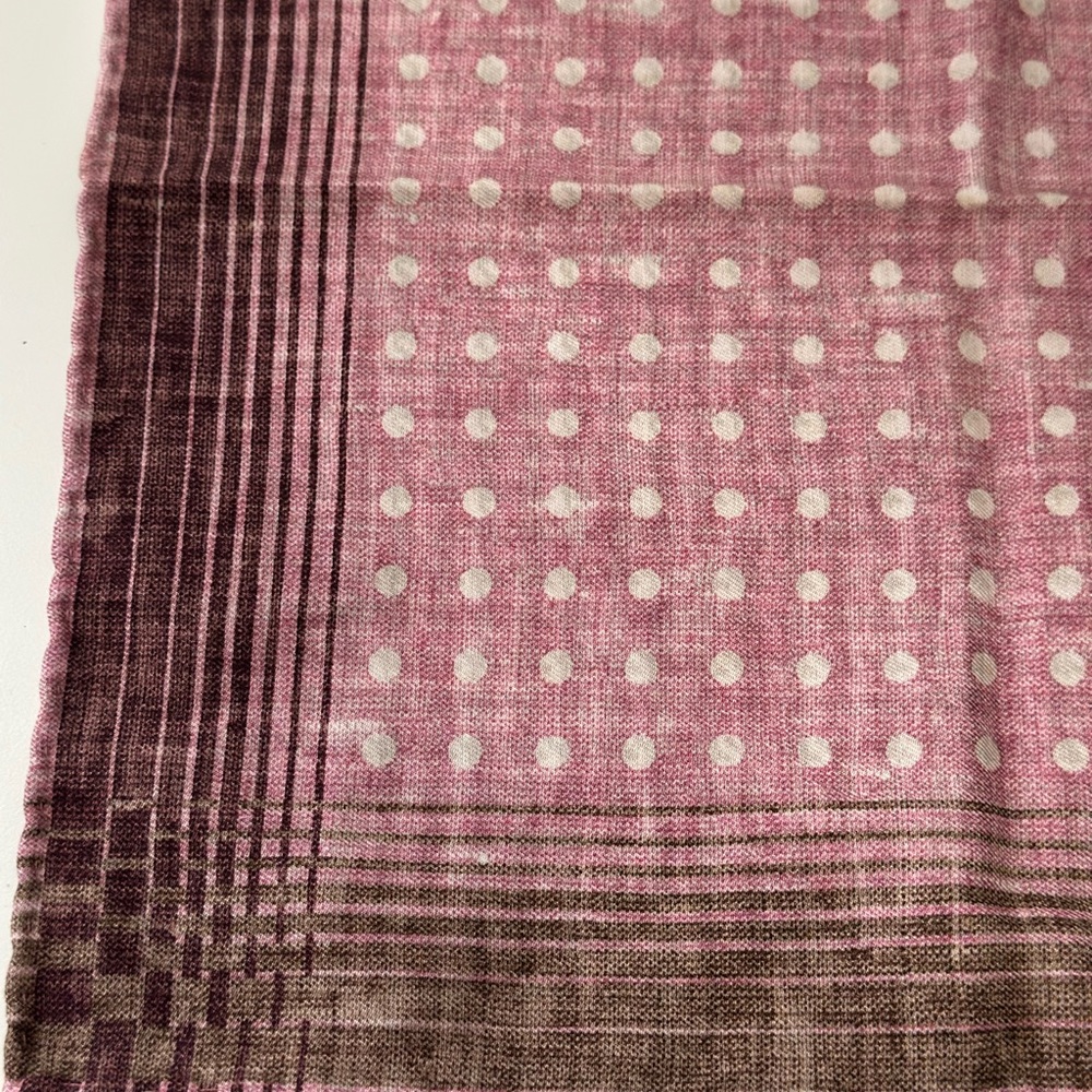 Edward Armah Reversible Pocket Square 12" Silk Cotton Polka Dot Houndstooth - Picture 3 of 7